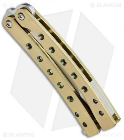 Balibalistic Custom Balisong Butterfly Knife Gold Titanium (3.75" Satin) 3 Balibalistic Custom Balisong Butterfly Knife Gold Titanium (3.75" Satin) - Image 3