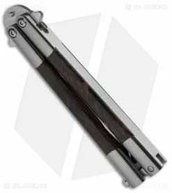 Balibalistic Custom Balisong Butterfly Knife Titanium + Wood Inlays (4.5" Satin) -Outlet Kitchen Knives Store Balibalistic Balisong Butterfly Ti Wood BHQ 67684 jr side