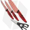 Benchmark 5-Piece Kitchen Knife Set Red/Black Rubber