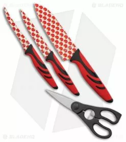Benchmark 5-Piece Kitchen Knife Set Red/Black Rubber