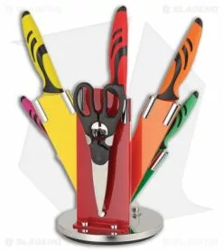 Benchmark 7-Piece Kitchen Knife Set Multi-Colored W/ Stand