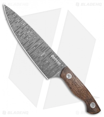 Boker Vox Saga 7.75" Damascus Chef's Kitchen Knife Castle Wood 1 Boker Vox Saga 7.75" Damascus Chef's Kitchen Knife Castle Wood