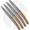 Deejo 9" Steak Knives Blossom Titanium W/ Olive Wood Handles - Set Of 4