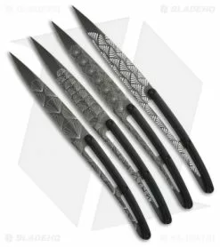 Deejo Bistro 9" Ti Art Deco Steak Knives W/ Black ABS Handles - Set Of 4