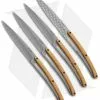 Deejo Geometry Steak Knives W/Olivewood Handles (4.25" Black Ti) - Set Of 4