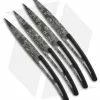 Deejo Toile De Jouy 9" Ti Art Deco Steak Knives W/ Black ABS Handles - Set Of 4