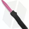 EOS Harpoon OTF Auto Dagger Knife Black Al/Ti (3.75" Pink/Satin 20CV)