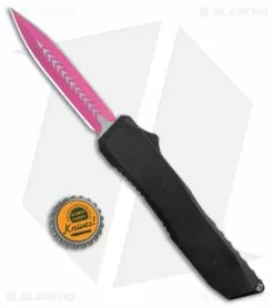 EOS Harpoon OTF Auto Dagger Knife Black Al/Ti (3.75" Pink/Satin 20CV) -Outlet Kitchen Knives Store EOS Harpoon OTF Auto Black Pink BHQ 169133 jr bottlecap