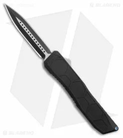 EOS Harpoon OTF Automatic Knife Dagger Black Hex Alum/Blue (3.75" Two-Tone)