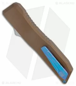 EOS Harpoon OTF Automatic Knife Tanto Bronze Alum/Blue (3.75" Two-Tone) -Outlet Kitchen Knives Store EOS Harpoon OTF Auto Tanto Bronze Aluminum Blue Black BHQ 176939 jr side