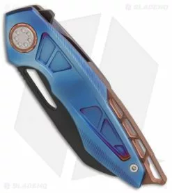 Elite Outfitting Solutions Inc. EOS Neptune Flipper Knife Blue Ti W/ Copper (3.1 Black DLC) -Outlet Kitchen Knives Store EOS Neptune 613 Ti Anodized Blurple Copper HW DLC BHQ 86308 er spine