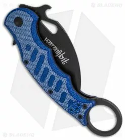 Fox Knives Fox Karambit Folding Knife Blue Twill G-10 (3" Black) 479BLT -Outlet Kitchen Knives Store Fox Karambit Blue Twill G10 Black BHQ 138463 td side
