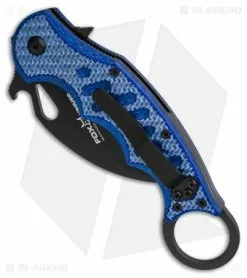Fox Knives Fox Karambit Folding Knife Blue Twill G-10 (3" Black) 479BLT -Outlet Kitchen Knives Store Fox Karambit Blue Twill G10 Black BHQ 138463 td spine