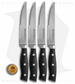 Zwilling J.A. Henckels Henckels Forged Accent 4-Piece Steak Knife Set Black Polymer -Outlet Kitchen Knives Store Henckels Forged Accent 4pc Black Steak Set BHQ 134432 td size jr