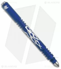 Hinderer Knives Aluminum Investigator Pen Flames (Matte Blue)
