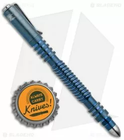 Hinderer Knives Spiral Investigator Pen Titanium (Blue) Silver Cap -Outlet Kitchen Knives Store Hinderer Knives Ti Investigator Pen Spiral Blue SS Bullet End BHQ 97702 jr bottlecap