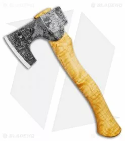 Hoffman Blacksmithing 12" Bearded Hatchet Axe W/ Flame Maple Handle - Natural