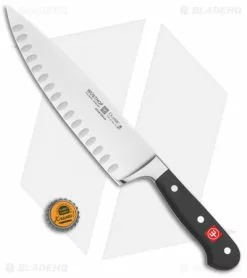 Wusthof Classic 8" Hollow Edge Cook's/Chef's Kitchen Knife Black Polymer -Outlet Kitchen Knives Store Hollow Edge 8in Cooks Knife Black Satin BHQ 115393 jr bottlecap