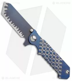 J2 Knives J-2 Knives Titanium Tanto Frame Lock Knife (3.75" Ti Blurple)