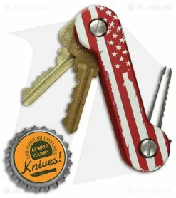 KeyBar KEY-BAR Preamble W/ American Flag Red Aluminum Pocket Key Holder/Organizer -Outlet Kitchen Knives Store KeyBar Red Anodized Aluminum Flag BHQ 99596 jr bottlecap