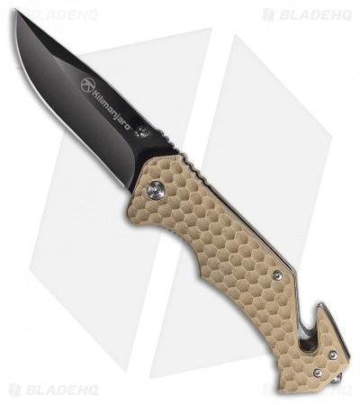 Kilimanjaro UTAC Drop Point Folding Knife Tan G-10 (3.5" Black) 910032 1 Kilimanjaro UTAC Drop Point Folding Knife Tan G-10 (3.5" Black) 910032