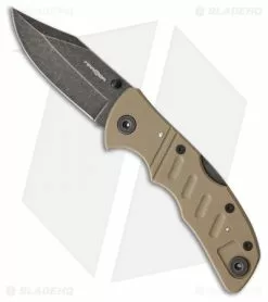 MARSER Kampfer 15 Lockback Knife Tan G-10 (3.5" Black Stonewash)