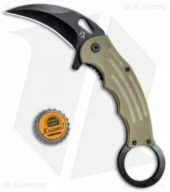 Mantis Karambit Spring Assisted Knife Tan G-10 (2.75" Black) -Outlet Kitchen Knives Store Mantis Karambit SA Tan G 10 Black MANMK5T BHQ 56617 jr bottlecap