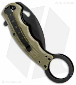 Mantis Karambit Spring Assisted Knife Tan G-10 (2.75" Black) -Outlet Kitchen Knives Store Mantis Karambit SA Tan G 10 Black MANMK5T BHQ 56617 jr side