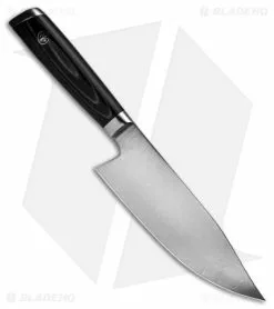 Mattia Borrani Production 7" Bowie Chef Kitchen Knife (Damascus) -Outlet Kitchen Knives Store Mattia Borrani Production 7in Bowie Chef Kitchen Knife Damascus BHQ 114580 td side