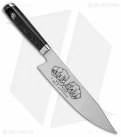 Mattia Borrani Production 8" Bowie Chef Kitchen Knife (Damascus) Keep Calm -Outlet Kitchen Knives Store Mattia Borrani Production 8in Bowie Chef Kitchen Knife Damascus Keep Calm BHQ 124633 jr spine