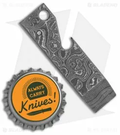 Maverick Customs 2.6" Tiny Damascus Pocket Pry Bar Bottler Opener -Outlet Kitchen Knives Store Maverick Customs 2.5in Tiny Damascus Pry Bar Bottle Opener BHQ 136077 jr bottlecap