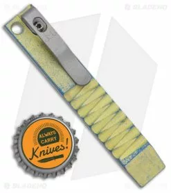 Maverick Customs 4" Pocket Pry Bar Tool Titanium Grey Alternating Zig-Zag -Outlet Kitchen Knives Store Maverick Customs 4in Ti Pocket Pry Bar Tool Alternating Scallop Yellow BHQ 136046 jr bottlecap