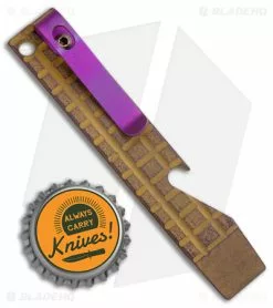 Maverick Customs Pocket Pry Bar Tool Frag SW Bronze/Purple Titanium (4") -Outlet Kitchen Knives Store Maverick Customs 4in Ti Pocket Pry Bar Tool Frag Bronze Purple BHQ 174224 jr bottlecap