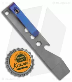 Maverick Customs Pocket Pry Bar Tool Milled Gray/Blue/Purple Titanium (4") -Outlet Kitchen Knives Store Maverick Customs 4in Ti Pocket Pry Bar Tool Milled Gray Blue Holes BHQ 174215 jr bottlecap