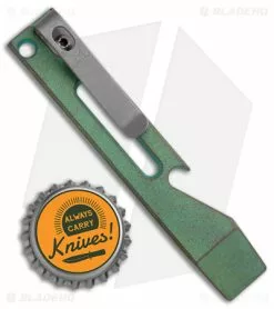 Maverick Customs Pocket Pry Bar Tool Milled Green/Gray Titanium (4") -Outlet Kitchen Knives Store Maverick Customs 4in Ti Pocket Pry Bar Tool Milled Green Gray BHQ 174218 jr bottlecap
