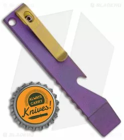 Maverick Customs Pocket Pry Bar Tool Milled Purple/Gold Titanium (4") -Outlet Kitchen Knives Store Maverick Customs 4in Ti Pocket Pry Bar Tool Milled Purple Gold BHQ 174211 jr bottlecap