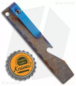 Maverick Customs Pocket Pry Bar Tool Rock Bronze/Blue Titanium (4") -Outlet Kitchen Knives Store Maverick Customs 4in Ti Pocket Pry Bar Tool Rock Bronze Flame Blue BHQ 174203 jr bottlecap