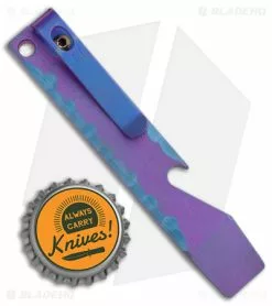 Maverick Customs Pocket Pry Bar Tool Rock Purple/Blue Titanium (4") -Outlet Kitchen Knives Store Maverick Customs 4in Ti Pocket Pry Bar Tool Rock Purple Blue BHQ 174205 jr bottlecap