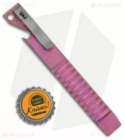 Maverick Customs 5.25 Pocket Pry Bar Tool Ti Purple Alternating Zig-Zag -Outlet Kitchen Knives Store Maverick Customs 5.25in Ti Pocket Pry Bar Tool Bottle Opener Pink Alternating Scalloped BHQ 136081 jr bottlecap