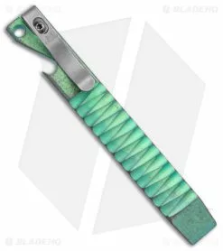 Maverick Customs 5" Ti Pocket Pry Bar Bottle Opener Tool - Green Alt Zig Zag