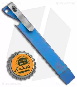 Maverick Customs 5" Ti Pocket Pry Bar Bottle Opener - Blue Milled -Outlet Kitchen Knives Store Maverick Customs 5in Ti Pocket Pry Bar Bottle Opener Tool Blue Milled Sides BHQ 141663 jr bottlecap