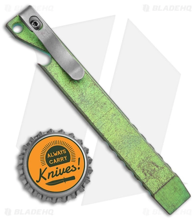 Maverick Customs 5" Ti Pocket Pry Bar Bottle Opener Tool - Green Milled 3 Maverick Customs 5" Ti Pocket Pry Bar Bottle Opener Tool - Green Milled - Image 3