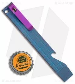 Maverick Customs Pocket Pry Bar Tool SW Frag Blue/Purple Titanium (5") -Outlet Kitchen Knives Store Maverick Customs 5in Ti Pocket Pry Bar Tool Frag Blue Purple BHQ 174240 jr bottlecap
