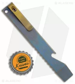 Maverick Customs Pocket Pry Bar Tool SW Blue/Yellow Jimped Titanium (5") -Outlet Kitchen Knives Store Maverick Customs 5in Ti Pocket Pry Bar Tool Milled Blue Yellow BHQ 174251 jr bottlecap