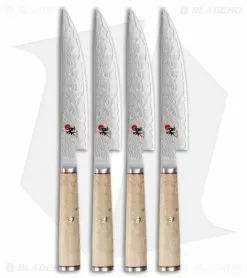 Zwilling Miyabi Birchwood SG2 4-Piece Steak Knife Kitchen Set (6" Damascus)