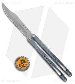 Prince Customs SYN Balisong Butterfly Knife Bowie Blue Ti (4.5" Stonewash) -Outlet Kitchen Knives Store Prince Customs SYN Balisong Butterfly Bowie Blue Ti SW BHQ 176195 jr bottlecap