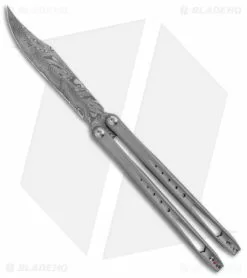 Prince Customs SYN Balisong Butterfly Knife Bowie Gray (4.5" Damasteel)