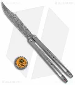 Prince Customs SYN Balisong Butterfly Knife Bowie Gray (4.5" Damasteel) -Outlet Kitchen Knives Store Prince Customs SYN Balisong Butterfly Bowie Damasteel BHQ 147556 jr bottlecap