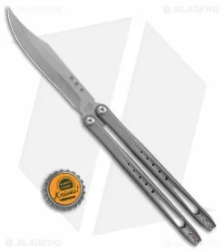Prince Customs SYN Bowie Balisong Butterfly Knife Gray Ti (4.5" Stonewash) -Outlet Kitchen Knives Store Prince Customs SYN Balisong Butterfly Bowie Ti SW BHQ 176194 jr bottlecap