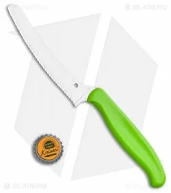 Spyderco Z-Cut Lightweight Green Blunt Tip Blunt Tip (4.5" Satin Serr) K13SGN -Outlet Kitchen Knives Store Spyderco Z Cut Lightweight Green Blunt Tip K13SGN BHQ 107970 LS Bottlecap jr